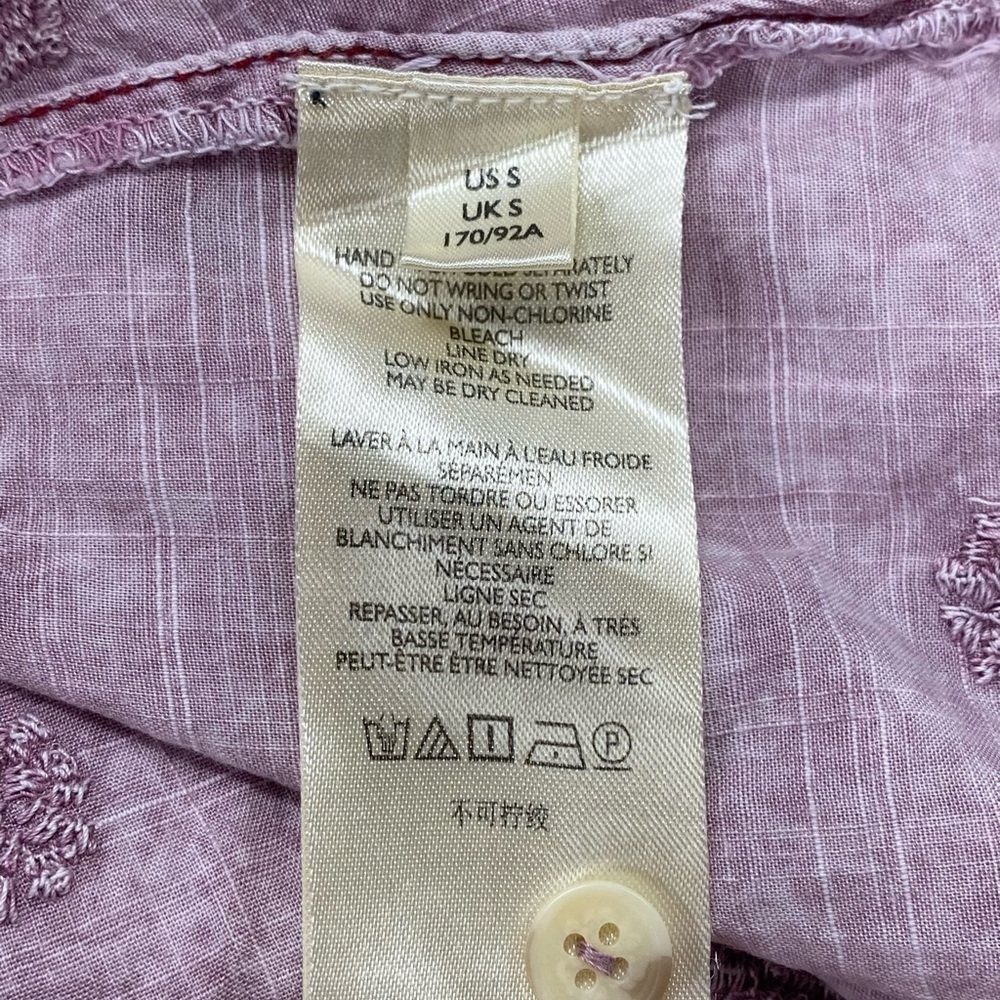 Anthropologie Pilcro Whitney Embroidered Trapeze Buttondown Lilac Size Small - Picture 12 of 14